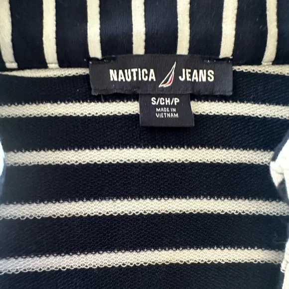 NWT Nautica Navy and White Striped V-Neck Sleeveless Dress - Picture 5 of 6